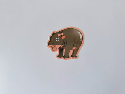 HIPPO WITH BOW STICKER