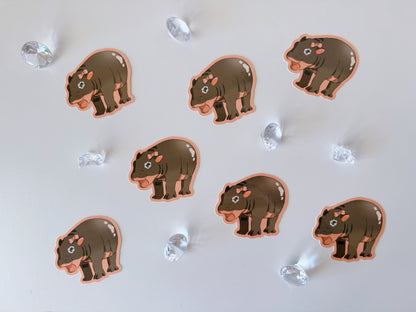 HIPPO WITH BOW STICKER